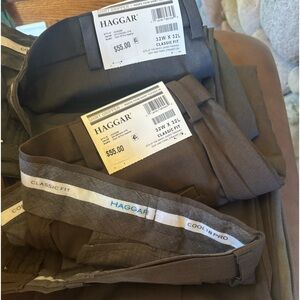NWT-4 Pair- Haggar Men's Cool 18 Classic Fit Flat Front - 32 x 32